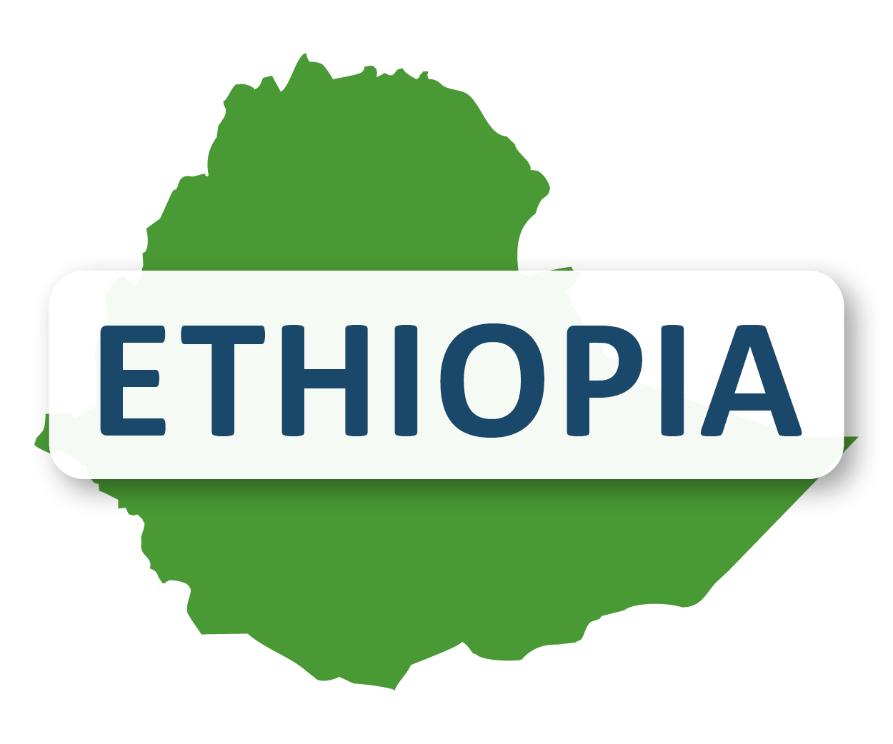 Ethiopia map outline with text 'Ethiopia'